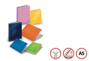 Pigna Ring Binder A5 4R 25mm Ass Col MONOCROMO