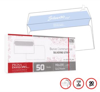 Pigna Env White 11x23cm 90g PeelSeal SILVER 90 (x 50env)