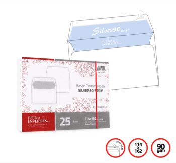 Pigna Env White 11.4x16.2cm 90g PeelSeal SILVER 90 (x 25env)