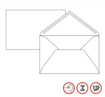 Pigna Env White 16,2x22,9cm 115g Gummed Vflap MONIQUE 250env