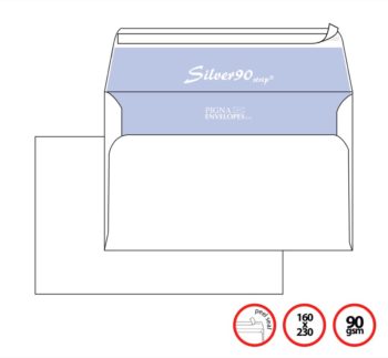 Pigna Env White 16x23cm C5 90g Peel Seal SILVER 90 x500env