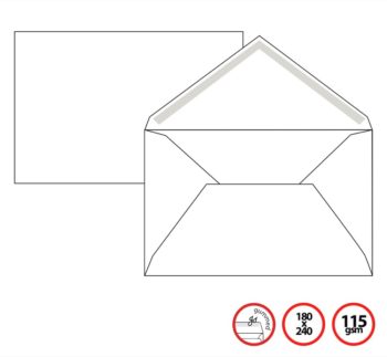 Pigna Env White 18x24cm 115g Gummed Vflap MONIQUE (x250env)