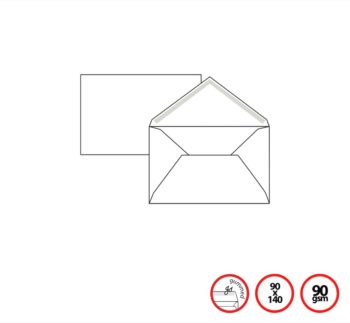 Pigna Env White 9x14cm 90g Gummed Vflap VISITA (x1000env)
