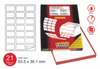 Markin label COPIATABU code A410 white perm 63.5x38.1