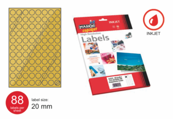 Markin label HI RES INKJET 10sh R300 POLY Gold diam. 20