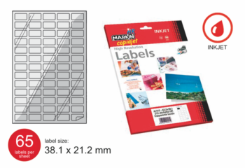 Markin label HI RES INKJET 10sh A400 POLY Silver 38.1x21.2