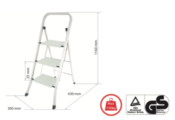 Markin Step Ladder in Steel, 3 Steps FACTOTUM mod DLO-3