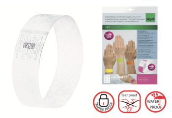 Sigel WristBands Tyvek Kit, White 25.5x2.5cm, wt Lbl (x120)
