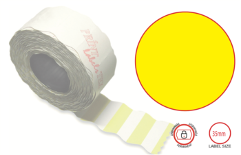 Print Labels Round 35mm fl yellow permanent 4 - 400 lbl/roll