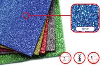 Faibo EVA Foam Glitter 2mm 20x30cm (x5sh Ass Col) 165800