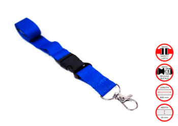 Lanyards 20mm Blue, Metal Carabiner, Safety Lock, 800mm