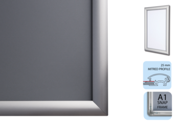 Poster Snap Frame A1, 25mm Mitred Profile Silver Alu