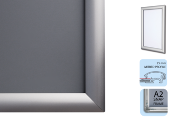 Poster Snap Frame A2, 25mm Mitred Profile Silver Alu