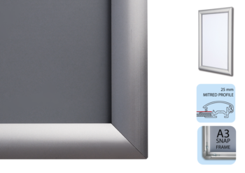 Poster Snap Frame A3, 25mm Mitred Profile Silver Alu