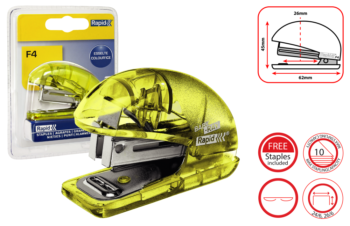 Rapid Stapler F4 Color Ice Mini Yellow, 10sh +1k 26/6 staples Blister