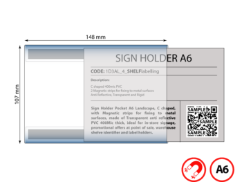 Sign Holder Pocket A6 Land, Magnetic Trans PVC 400Mic