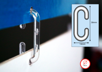 SignMaking C Hook Plastic, 38mm length, Trans, 4mm Capacity