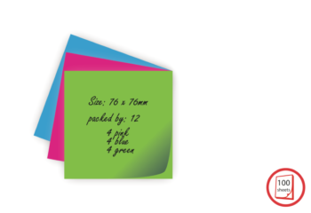 Sticky Memo pads 76x76mm - pack of 6 (2Green, 2Blue, 2Pink)
