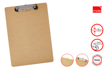 ClipBoard A4 Hardboard Brown wt Nickel plated clip