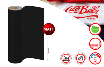 Heat Transfer Vinyl Black 19 Matt 500mm PU (x1mtr length)