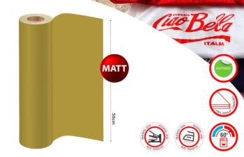 Heat Transfer Vinyl Gold 020 Matt 500mm PU (x1mtr length)