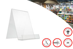Display Stand, for Book +Holder, Acrylic Clear, Vert A4 Port