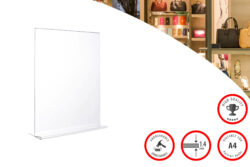 Sign Holder A4 Portrait T shape Trans PET 1.4mm Break-Proof