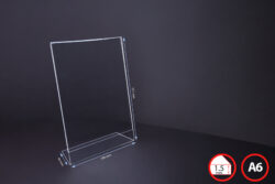 Sign Holder A6 Portrait L shape Trans in Polystyrene 1.5mm