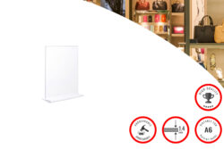 Sign Holder A6 Portrait T shape Trans PET 1.4mm Break-Proof