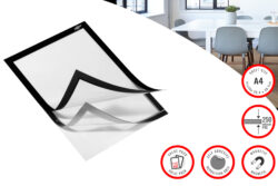 Faibo Sign Holder Pocket Frame A4, Mag Cl, AdhBack Black x2