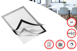 Faibo Sign Holder Pocket Frame A4, Mag Cl, AdhBack Silver x2