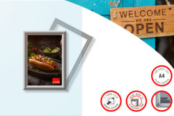 Window Snap Frame A4, 25mm Mitred Profile Silver Alu 2 Sided